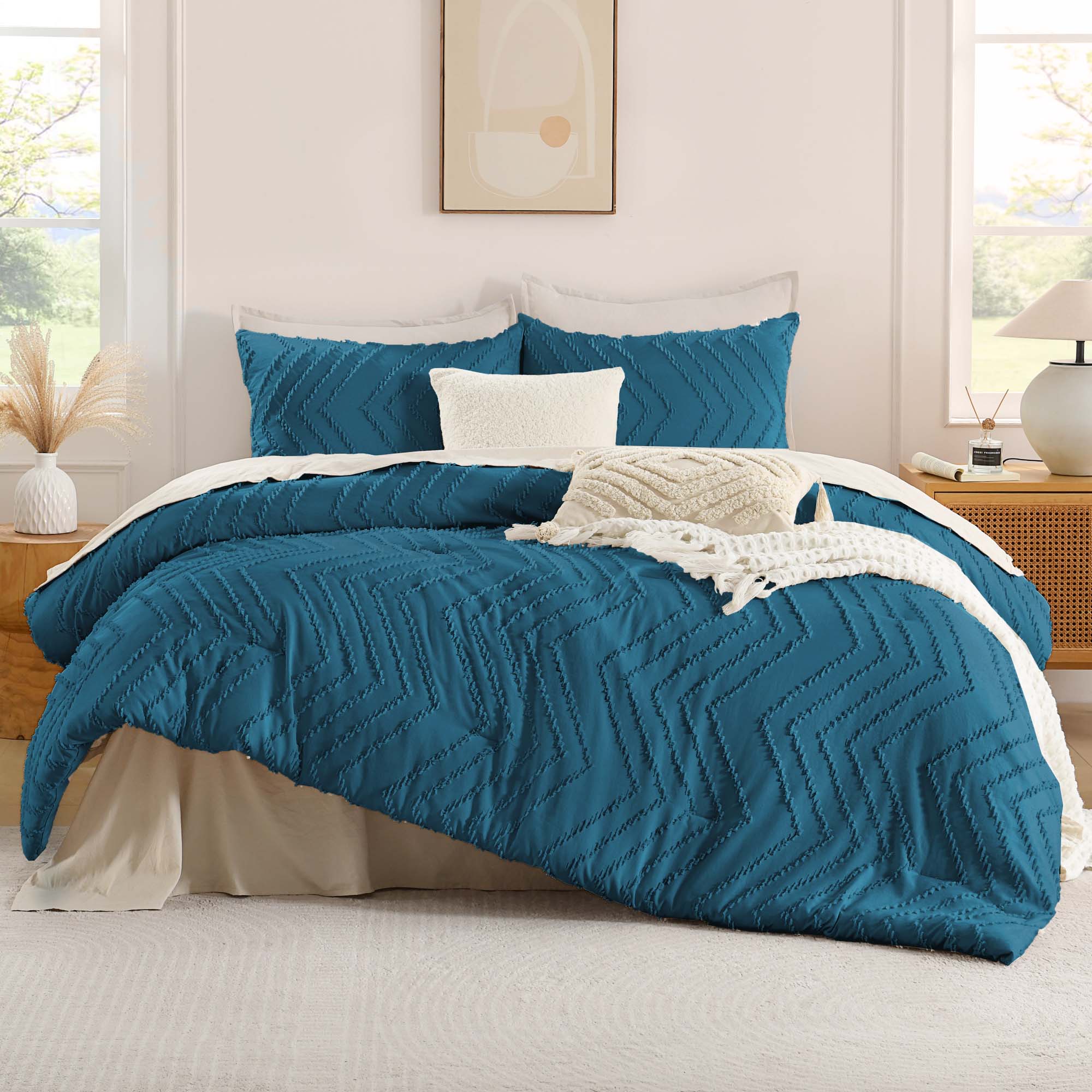 Bohemian Textured Soft Warm Tufted Bedding Comforter Sets