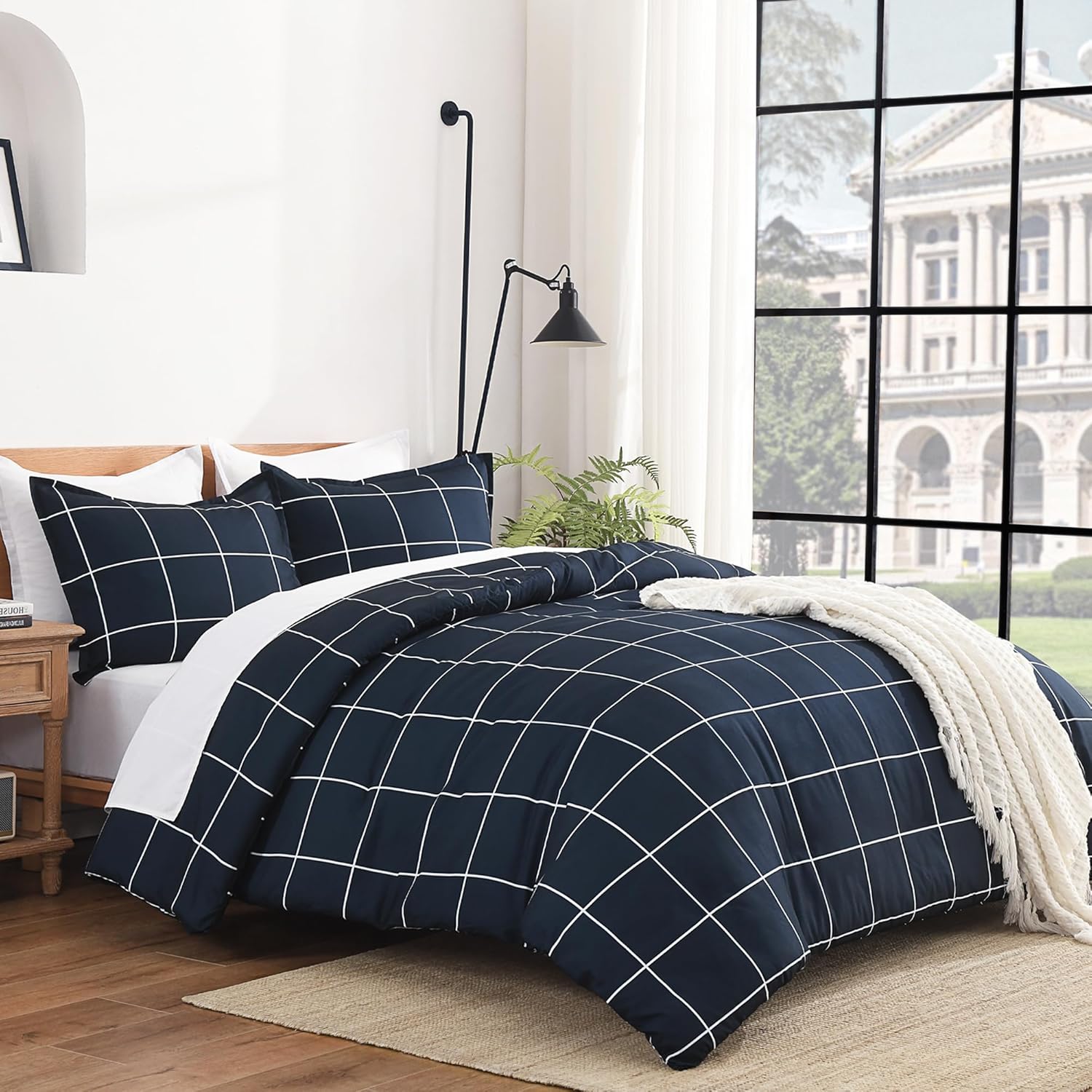 Checkered Comforter Plaid Gingham Bed Set