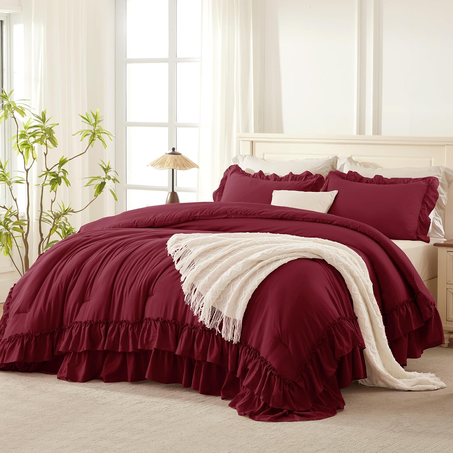 Shabby Chic Ruffle Comforter Set 3 Pieces