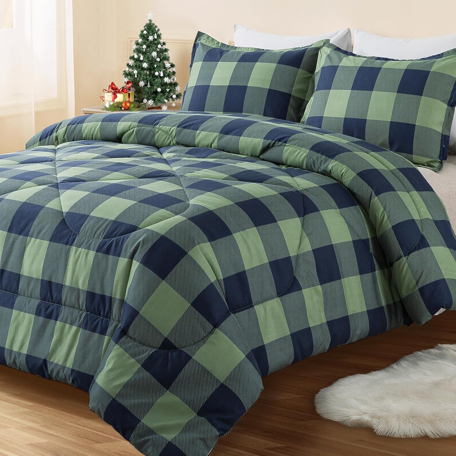 Checkered Comforter Plaid Gingham Bed Set