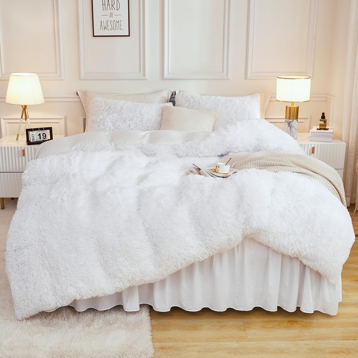 Heavy Faux Fur Plush Comforter Set