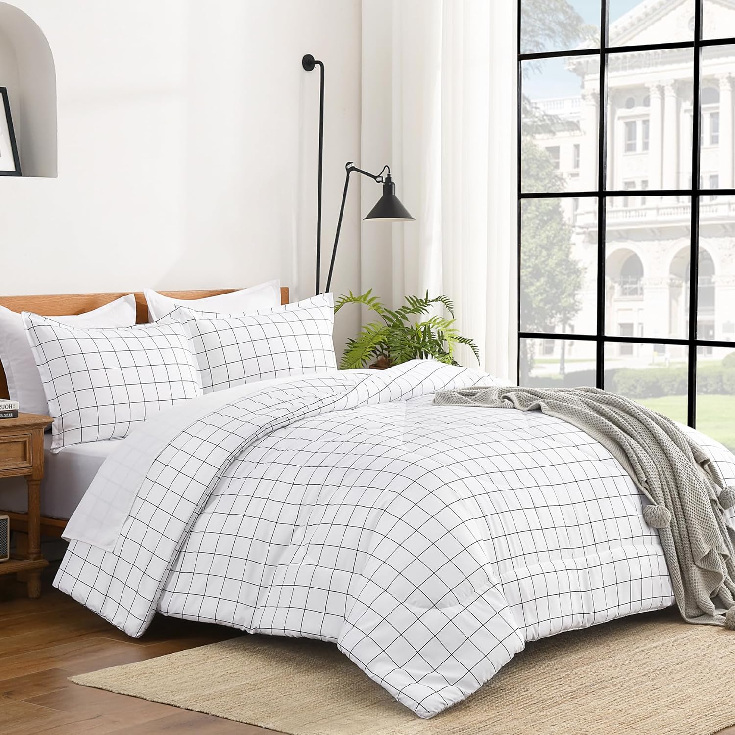 Checkered Comforter Plaid Gingham Bed Set