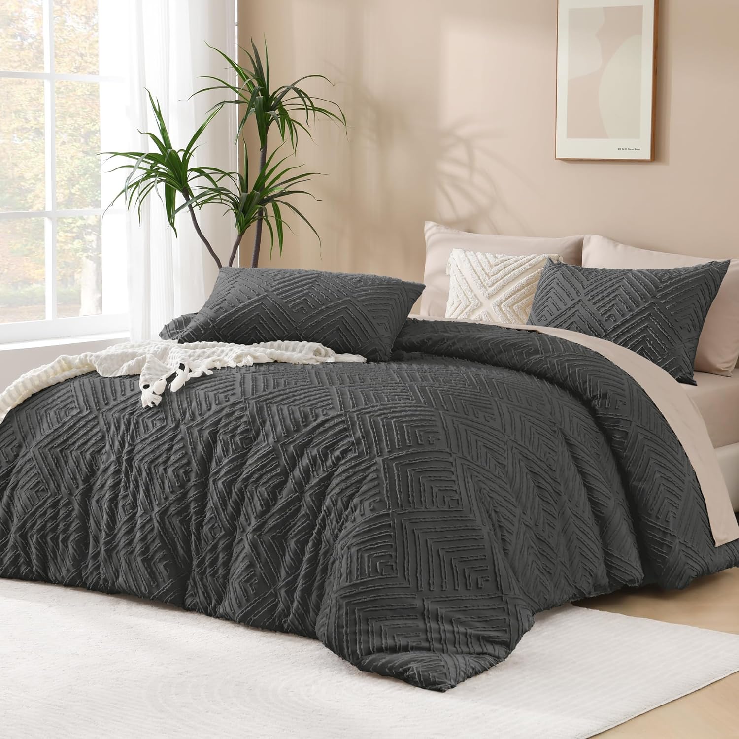 Boho Tufted Textured Lightweight Fluffy 3 Pieces Comforter Set