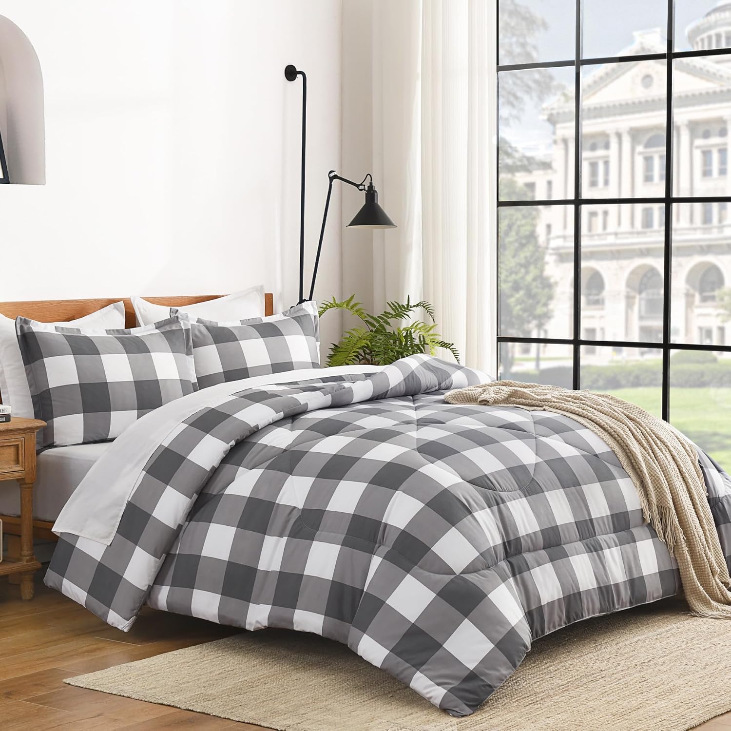 Checkered Comforter Plaid Gingham Bed Set