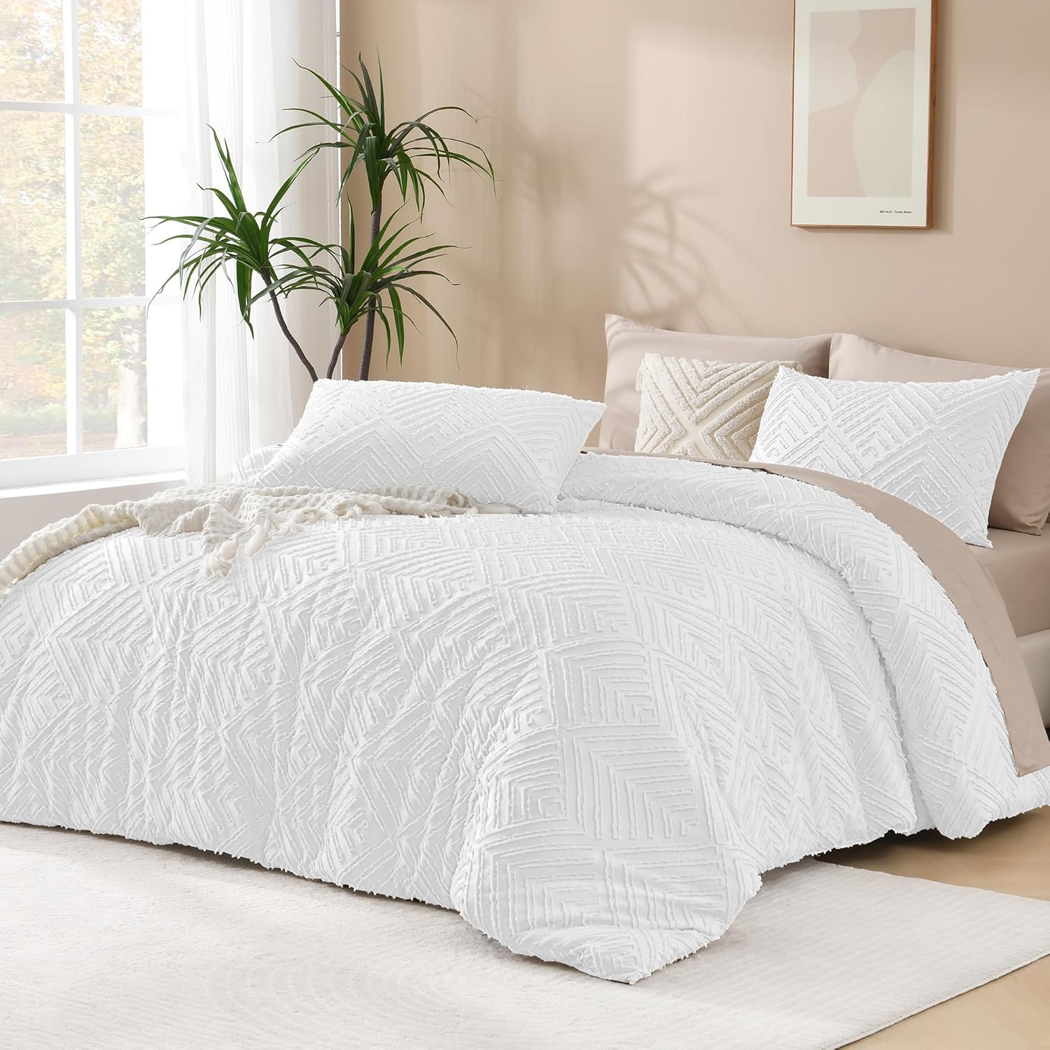Boho Tufted Textured Lightweight Fluffy 3 Pieces  Comforter Set
