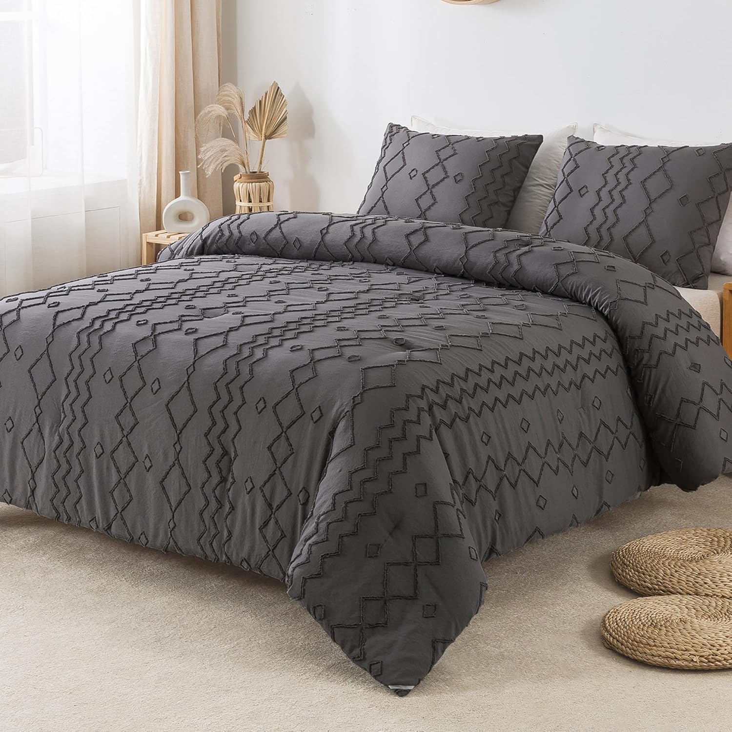 Boho Tufted Soft Fluffy Comforter Bedding Set
