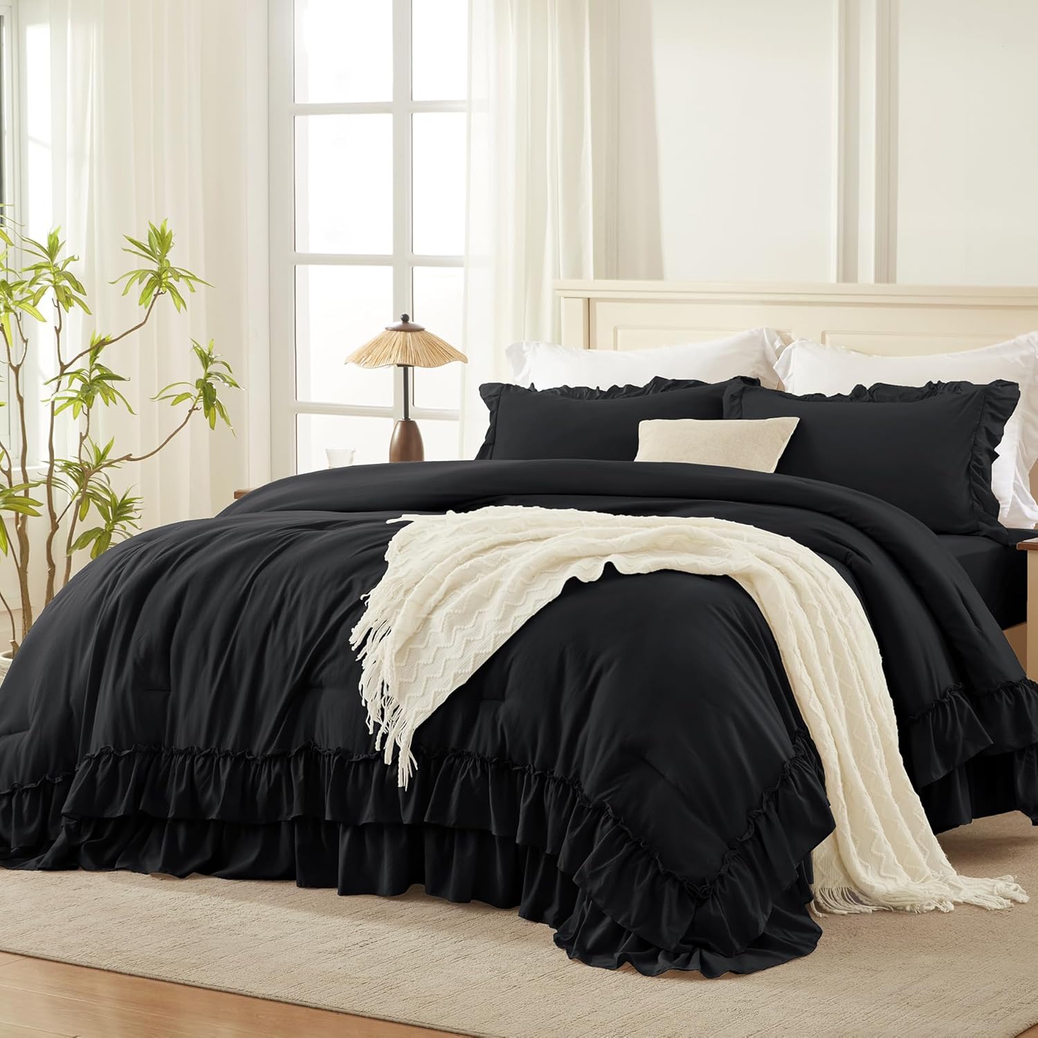 Shabby Chic Ruffle Comforter Set 3 Pieces