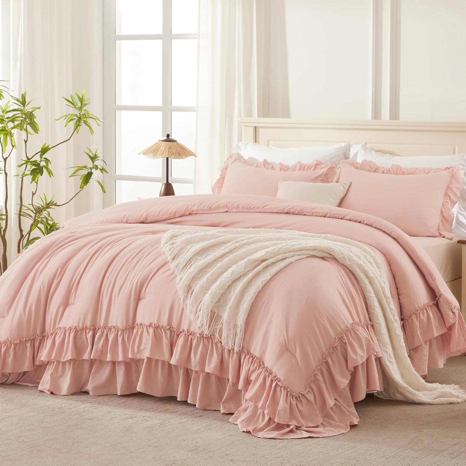 Shabby Chic Ruffle Comforter Set 3 Pieces