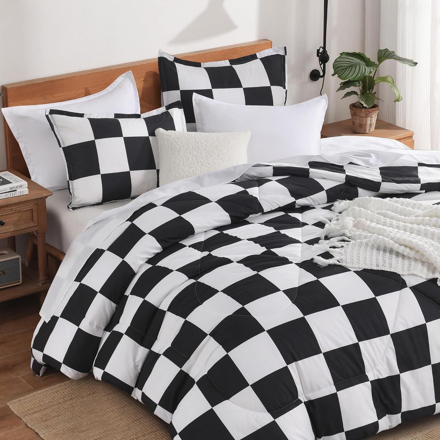 Checkered Comforter Plaid Gingham Bed Set