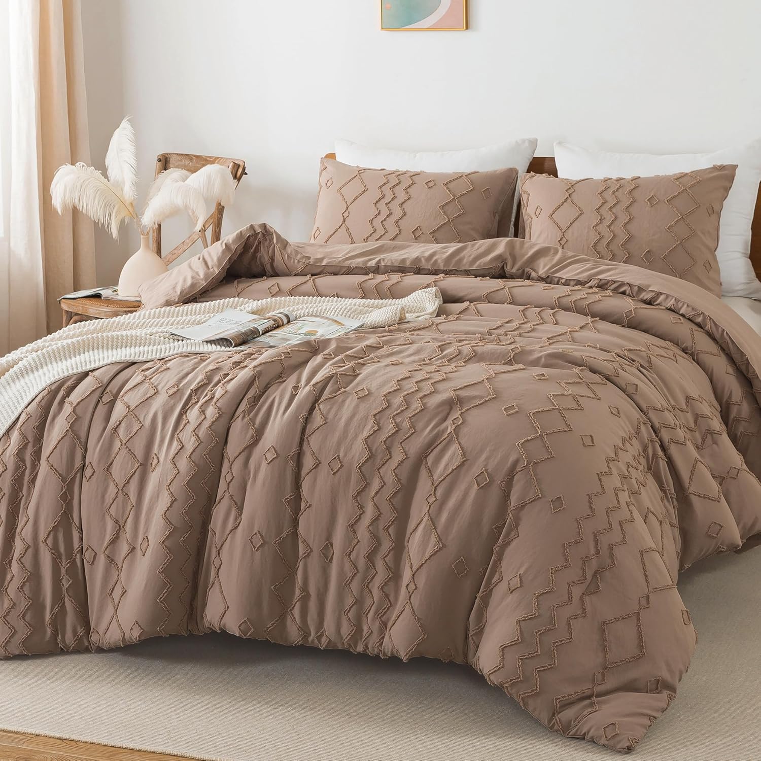 Boho Tufted Soft Fluffy Comforter Bedding Set