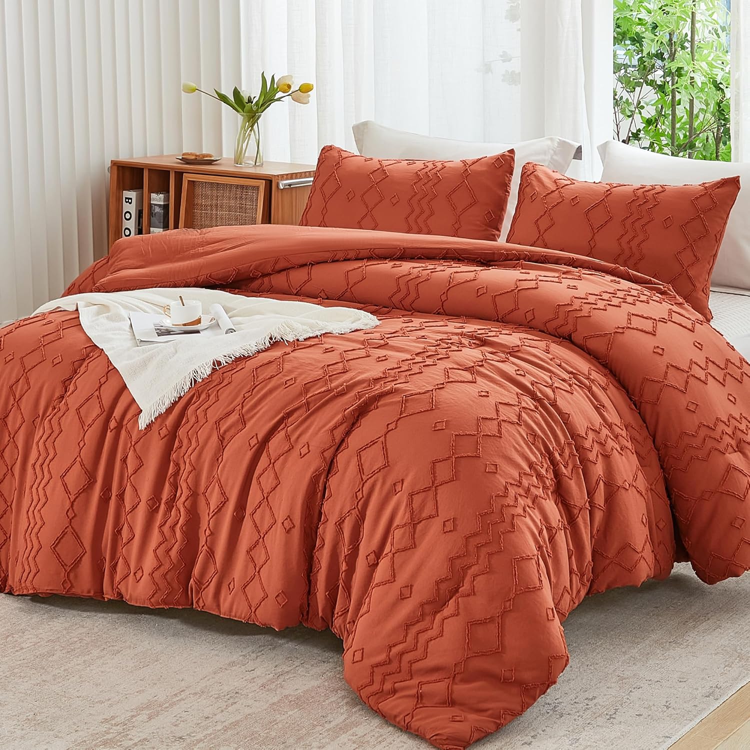 Boho Tufted Soft Fluffy Comforter Bedding Set
