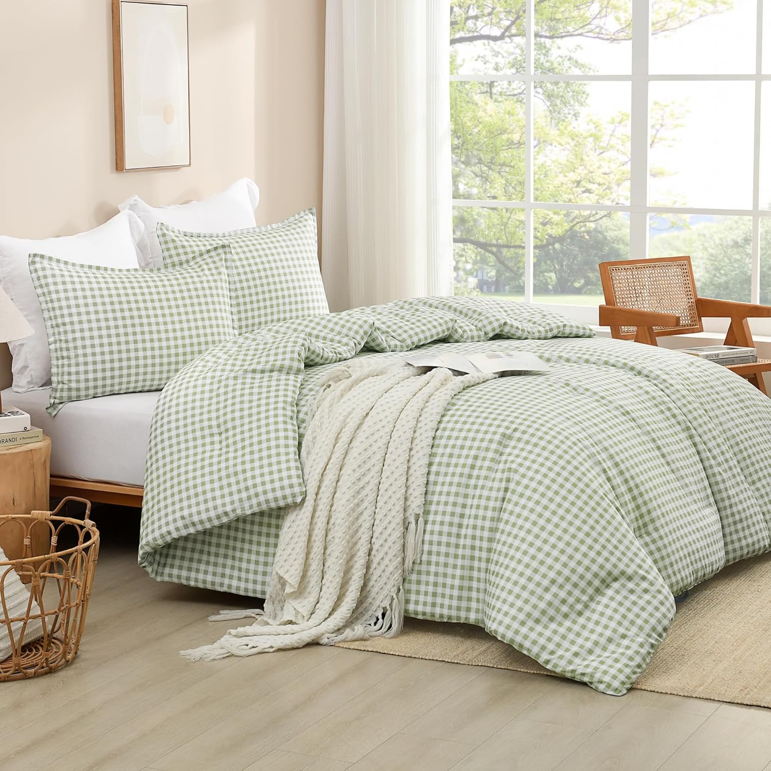 Checkered Comforter Plaid Gingham Bed Set