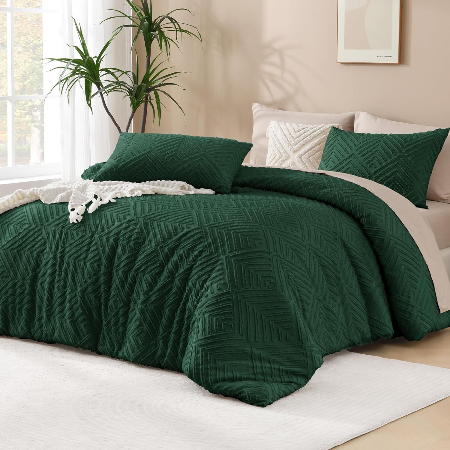 Boho Tufted Textured Lightweight Fluffy 3 Pieces  Comforter Set