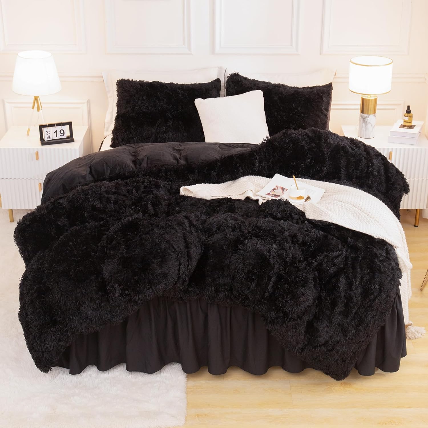 Heavy Faux Fur Plush Comforter Set