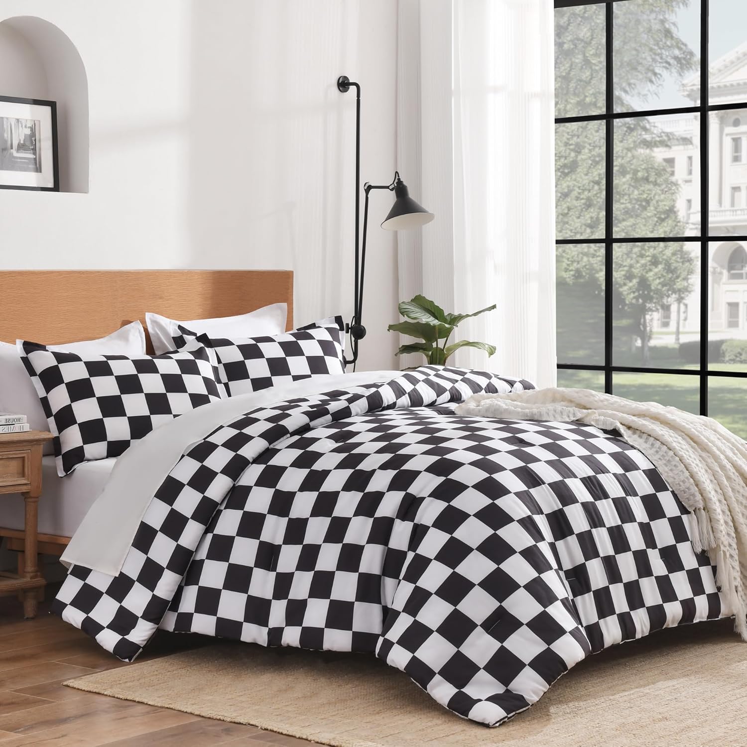Checkered Comforter Plaid Gingham Bed Set