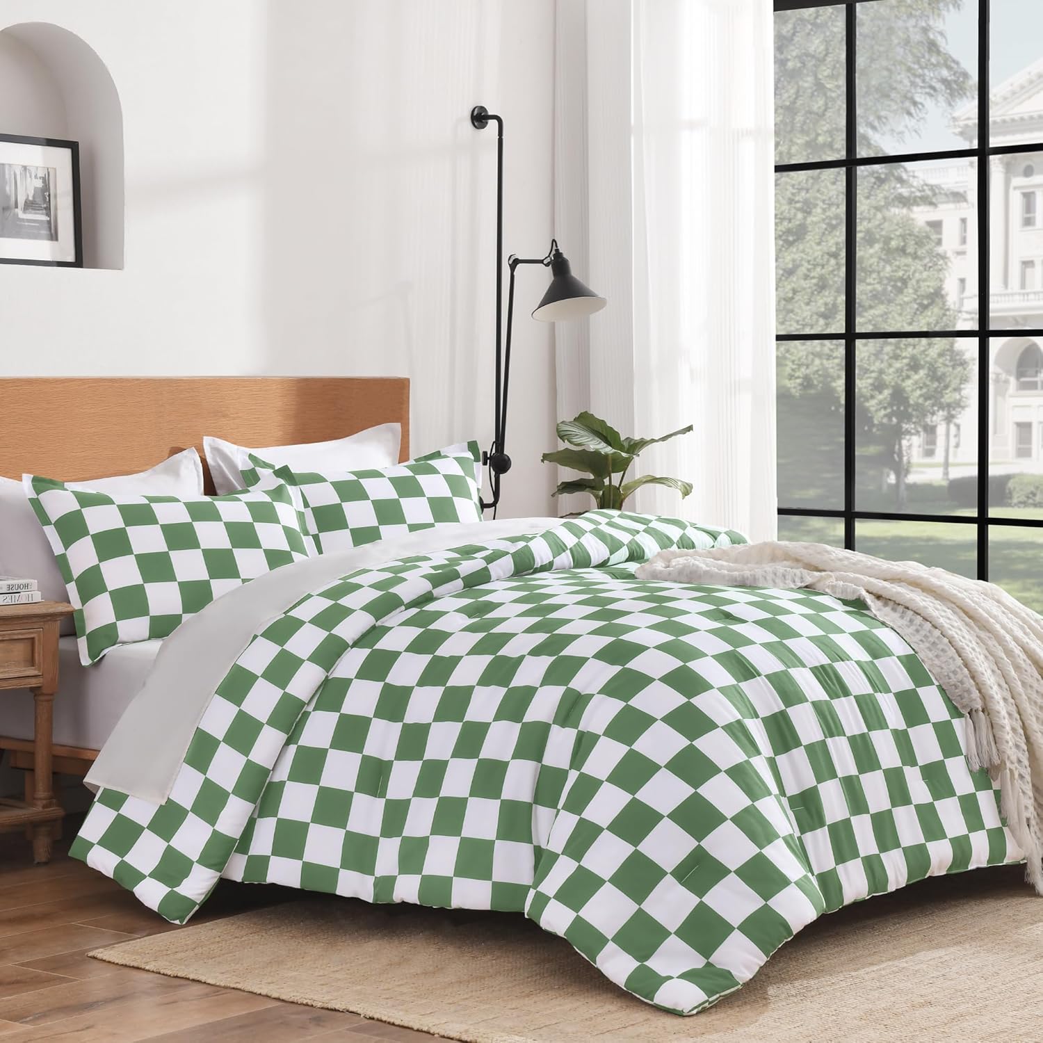 Checkered Comforter Plaid Gingham Bed Set
