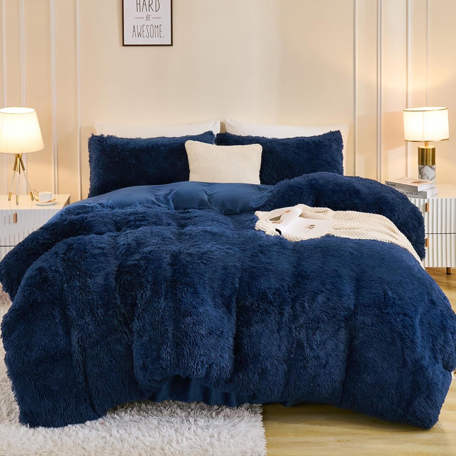 Heavy Faux Fur Plush Comforter Set