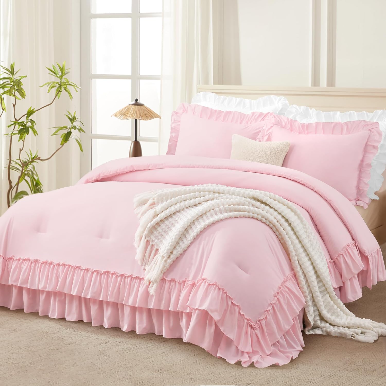 Shabby Chic Ruffle Comforter Set 3 Pieces